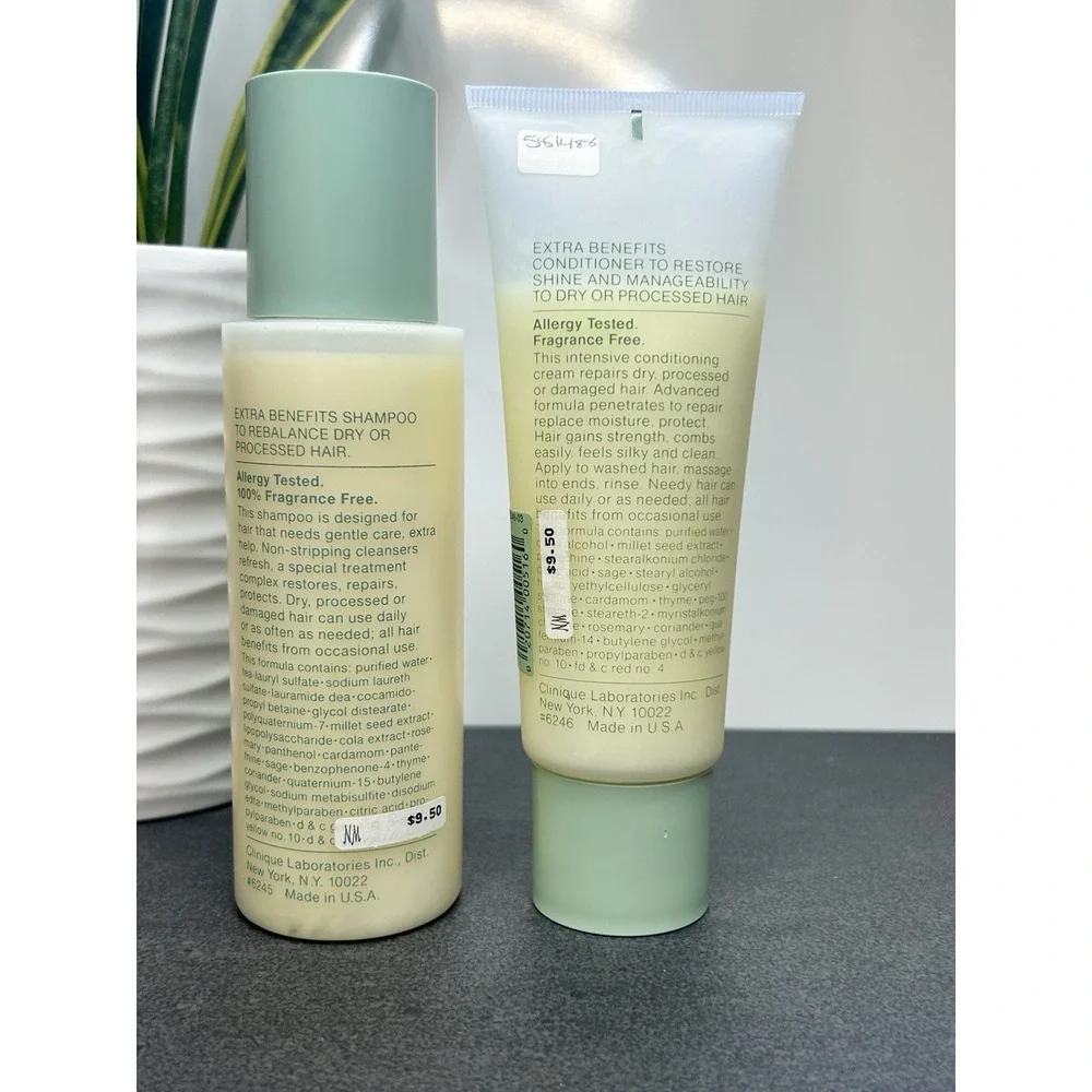 NEW Vtg Clinique Extra Benefits 6 oz Shampoo & 4 oz Conditioner FULL SIZE RARE